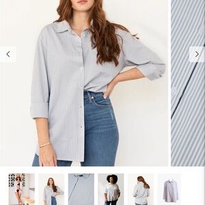 Able Blue and White Oversized Button Down Shirt